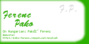 ferenc pako business card